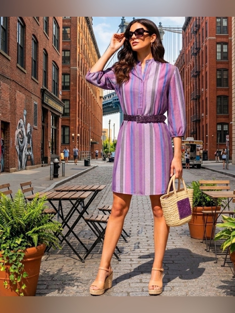 70s Vintage Striped Women's Dress ~ amazing shine, get noticed!